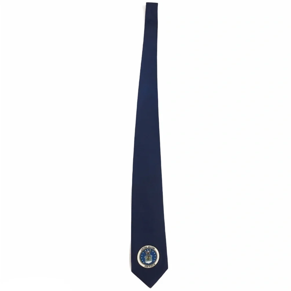 United States Air Force Tie Logo Emblem Eagle Stars Navy Blue Military Parquet
